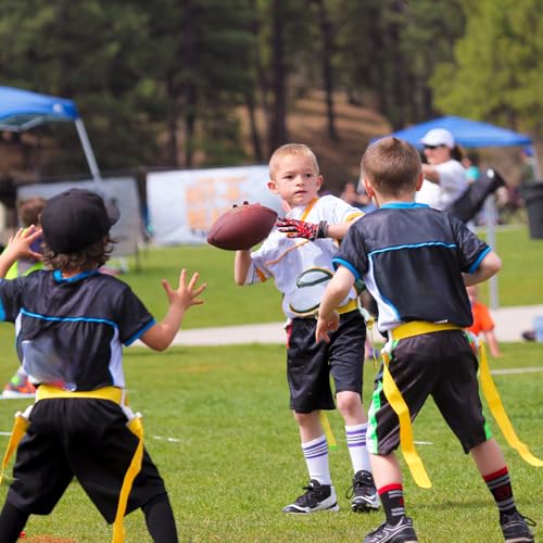 Peryiter 2/12/24/36 Player Flag Football Belt, Adjustable Football Belts and Flags for Kids Youth Adult Sport Team Training - color: Yellow