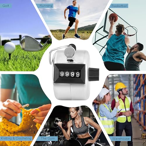 2 Pack Hand Tally Clicker Counter – 4 Digit Metal Mechanical Hand Counter with Lanyard for People Counting, Lap Tracking, Knitting, Pitch, Golf, Coaching, Umpire, Events