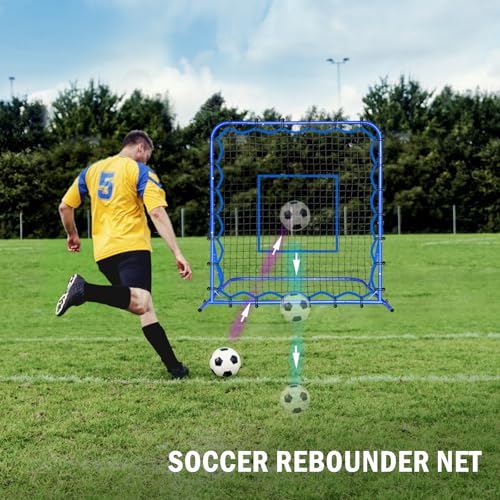 Soccer Baseball Rebounder Net, Soccer Goal Net, Volleyball Softball Rebound Pitchback Net Quick-Switch Angle Training for Control, Passing Practice, Bounce Back Rebounder Goals Gifts Trainer Equipment - size: 4FTx4FT