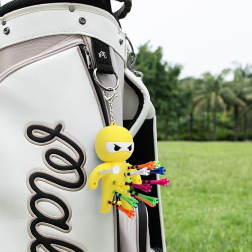 Golf Tee Holder, Ninja Portable Funny Golf Tees Holder Keychain Golf Gift Golf Accessories for Men & Women - color: Yellow