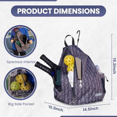 Pickleball Bag for Men & Women Pickleball Backpack - Adjustable Sling Bag/Crossbody with Fence Hook - style: Cactus