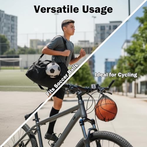 2-3-4 Pack Single Ball Bag for Basketball Soccer Volleyball,12x10 Inch Mesh Storage with Zipper Pocket,Portable Adjustable Drawstring Ball Bag with Hanging Clip Fits Most Backpacks - color: Black-2P