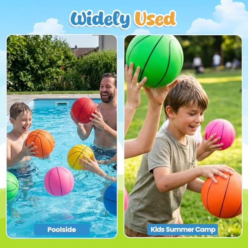 3 otters 6 Pack Mini Basketballs, 7.5 Inch Basketball Set with Pump for Kids Swimming Pool Toy, Mini Basketball Hoop, Outdoors Party Favors