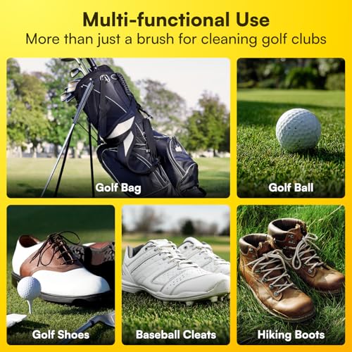 Pro Golf Club Cleaner: 4oz Water Bottle with Groove Cleaner, Heavy-Duty Retainer Clip, Large Nylon Bristles for Deep Clean, Ergonomic Button Design, Essential Golf Accessories & Gifts for Men