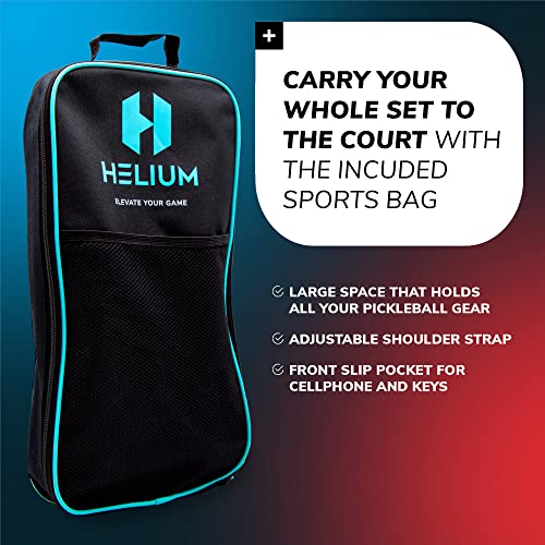 Helium Pro Carbon Fiber Pickleball Paddle Set of 4 - USAPA Certified Pickleball Paddles, High-Spin Texture, Lightweight Honeycomb Core (2 Paddles, 4 Balls, 1 Sports Bag)
