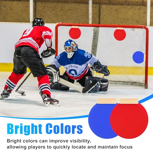 4 Pcs Silicone Hockey Shooting Targets with Durable Magnetic, Lacrosse Goal Targets Discs Ideal Training Equipment for Hockey, Lacrosse, Soccer Accuracy Practice, Red&Blue