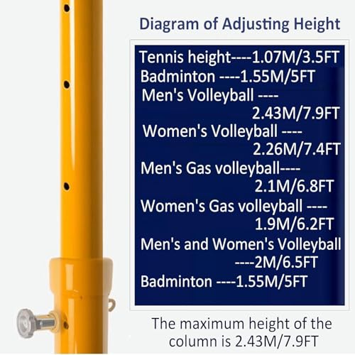 Portable Volleyball & Badminton Net Stand with Stable Base & Wheels for Indoor/Outdoor Use - Adjustable Height, Easy Setup, Perfect for Gym & Backyard Games