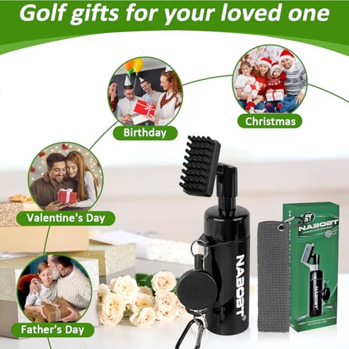 Golf Towel and Brush Set, Premium Golf Towel(16x16 inch) & Squeeze Water Bottle, Essentials Golf Accessories for Men - color: 3PCS(Towel & Brush & Groove Sharpener)