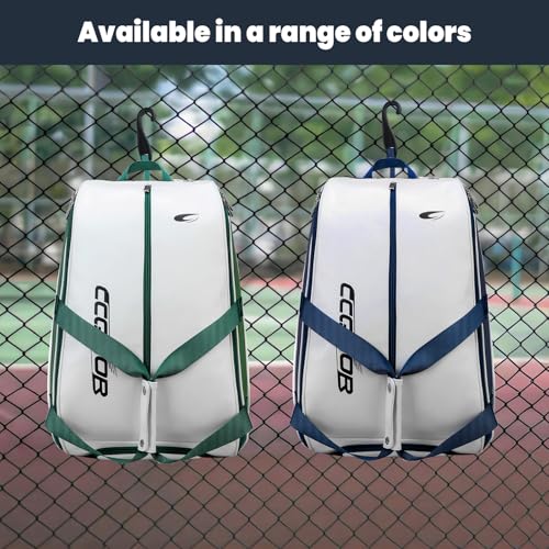 Tennis Bag Holds 2 Rackets with Shoe Compartment, Fence Hook & Ball Sleeve β Large PU Pickleball Paddles Backpack for Men & Women