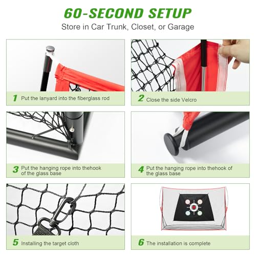 Golf Nets for Practice,10 x 7 FT Golf Hitting Net, Study Golf Chipping Net with Multi - Objective Target Cloth, Tri-Turf Mat and Another 20 accs, Easy to Set Up, Indoor/Outdoor Use, Garage/Yard Train