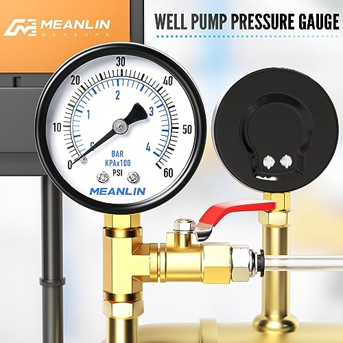 1/4" NPT 0-60Psi 2" Dial Face Well Pump Pressure Gauge, Lower Mount, Suitable for Water, Oil, Air Pressure Testing - size: 0-60Psi, style: 1/4"NPT Lower Mount