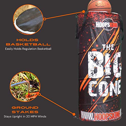 HOOPSKING Big Cone Sports Training Cone for Basketball, Soccer, Football, & Lacrosse - color: Black
