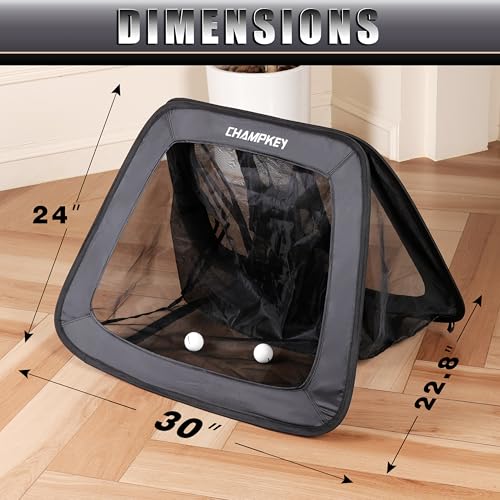 CHAMPKEY Double -Sided Golf Chipping Net with Mat and 12 Foam Balls - Professional Golf Practice Net Ideal for Indoor and Outdoor Training