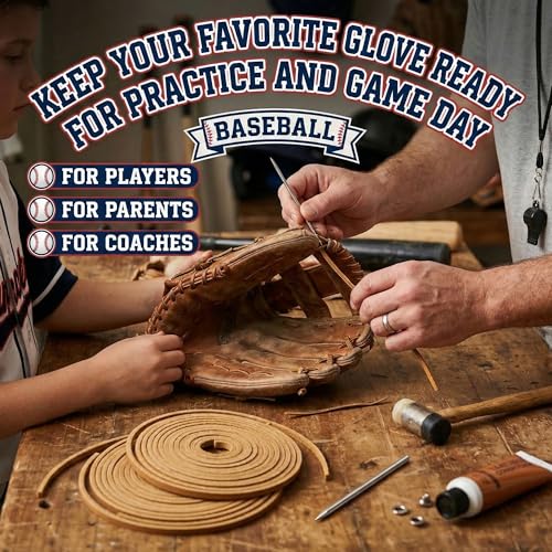 AliBall Baseball Glove Lace Kit - 2x80 Leather Laces w/Needle & Locks | Relacing Repair Kit for Baseball/Softball + Guide - color: Orange