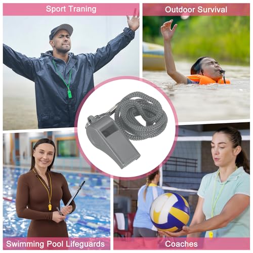 Whistles with Lanyard, Training Sports -Fitting for (Coaches/Referee/Outsides/Team Events) - color: Gray