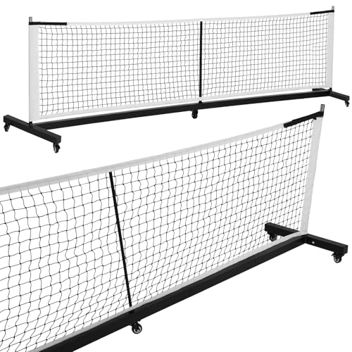 Heavy Duty Portable Pickleball Net System with Rolling Wheels, 22FT Professional Regulation Pickle Ball Game Net Stand, Lightweight Stable Design Ideal for Driveway Backyard Outdoor Tennis Practice