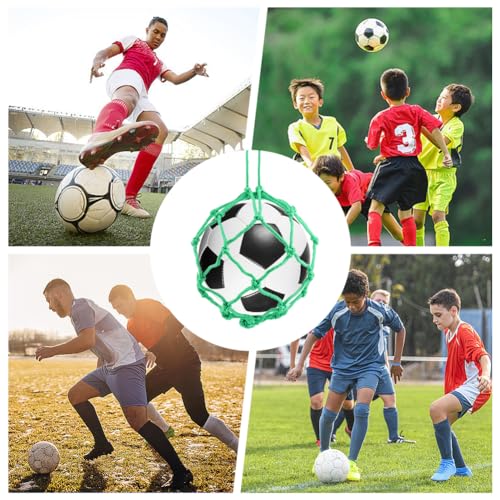 2PCS Soccer Kick Trainer, Soccer Ball Net Kicker, Football Kick Throw Solo Practice Training Aid Soccer Return Trainer, Soccer Ball Bungee Training Juggling Net for Youth Adults(Blue, Green)
