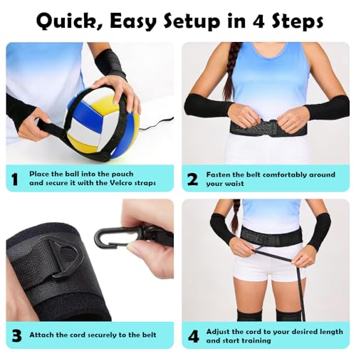 Volleyball Solo Training Set with Adjustable Rebound System – Serve, Set & Spike Practice Equipment for Youth, Teens & Adults