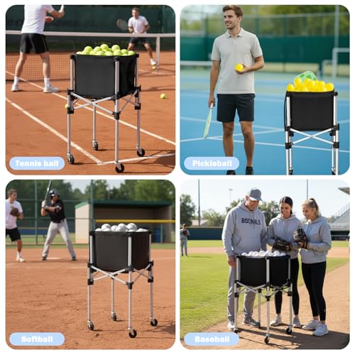 Retractable Tennis Ball Hopper Holds 180 Balls, Upgraded Tennis Ball Basket, Easy to Use Without Installation for Tennis Training and Teaching
