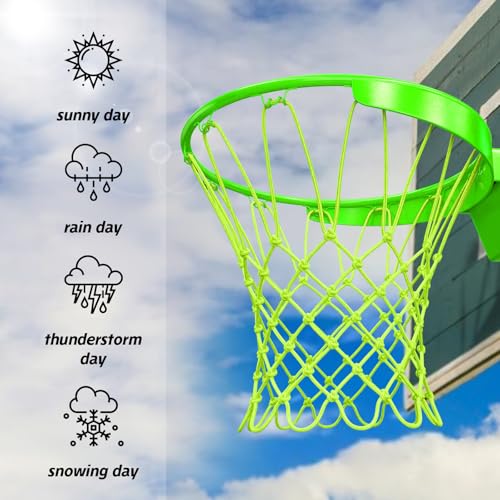 Nogeqi Nightlight Basketball Net Replacement, Basketball Hoop Net, Nylon Basketballs Nets Heavy Duty Outdoor, Fits Outdoor Indoor Standard Rim, All Weather Anti Whip Anti-Entanglement(12 Loops)