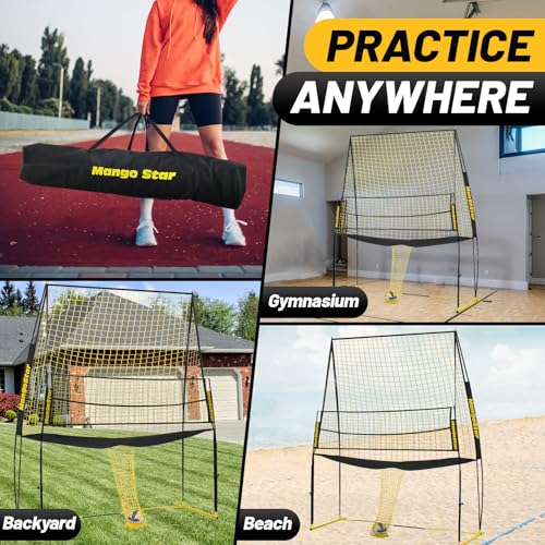 MangoStar Volleyball Training Equipment, Volleyball Net System with Freely Height-Adjustable for Backyard, Volleyball Practice Net for Serving Setting Spiking, Easy Set Up for Indoor and Outdoor Use