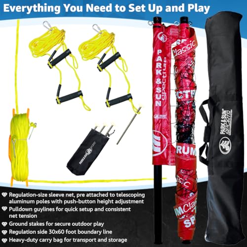 Park & Sun Sports Spectrum Classic: Adjustable Professional Outdoor Volleyball Net System - color: Red