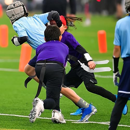 Hungdao 10/12 Players Flag Football Belts and Flags Adjustable Football Belts for Kids Teens Adults Team Training Sport Event - color: Black, White