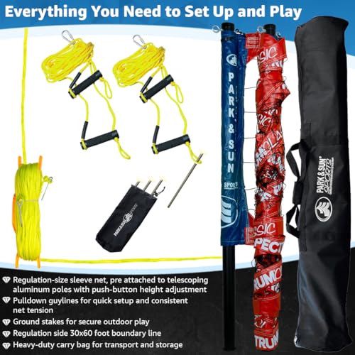 Park & Sun Sports Spectrum Classic: Adjustable Professional Outdoor Volleyball Net System - color: Red/White/Blue