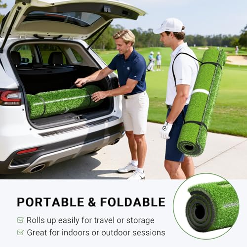 Dual-Turf Golf Hitting Mat 4x6ft, 31mm Thickened Mat with 10 Balls, 2 Rubber Tees & 7 Tees, Heavy-Duty Golf Mats Practice Indoor/Outdoor Use, Garage Backyard, Golf Simulator Training - size: 6 x 4 ft -31 mm