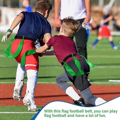 Wettarn 10/16 Player Flag Football Belts Adjustable Flag Football Set with Cones Bag for Youth Adults Kids Training Sport - color: Blue, Green