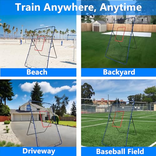 Volleyball Rebounder Net,7x4FT Bounce Back Training Equipment with 5 Adjustable Angles, Volleyball Practice Net for Bumping & Spiking, Lacrosse Baseball Soccer Trainer for Backyard