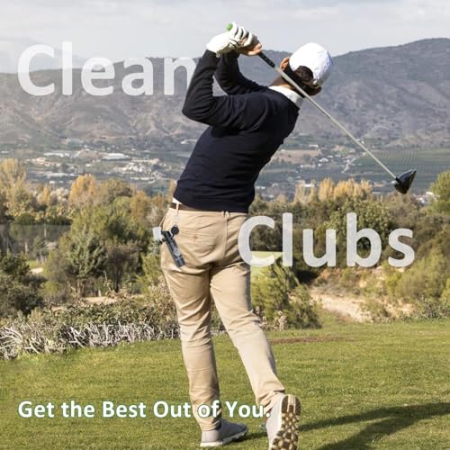 2 Pack Pro Golf Club Cleaner - 4oz Water Bottle with Groove Cleaner and Retainer Clip, Durable Nylon Bristles for Easy Cleaning, Ergonomic Button Design, Golf Gifts for Men (Black)