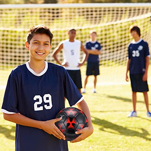 Deekin 6 Pcs Soccer Ball Bulk with Pump Needle Size 5/4/3 Deflated Official Soccer Ball for Indoor Outdoor Sport Training Practice Accessories for Child Teen Adult Game Training - size: Size 4