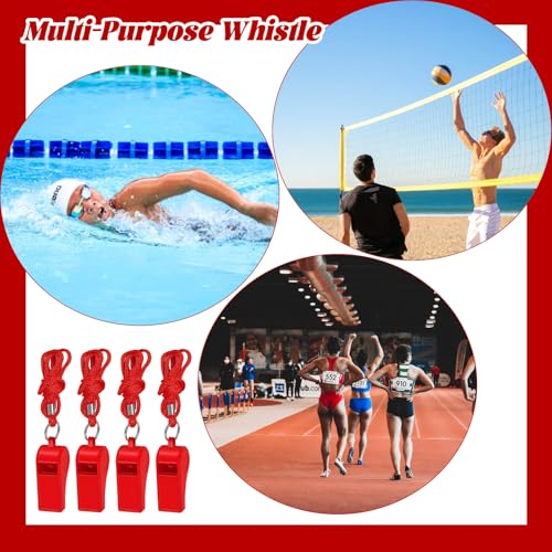 Retainbre 48 Pcs Coach Whistle with Lanyard Lifeguard Whistles Bulk Plastic Sports Loud Referee Whistle for Adults Emergency Teachers Training