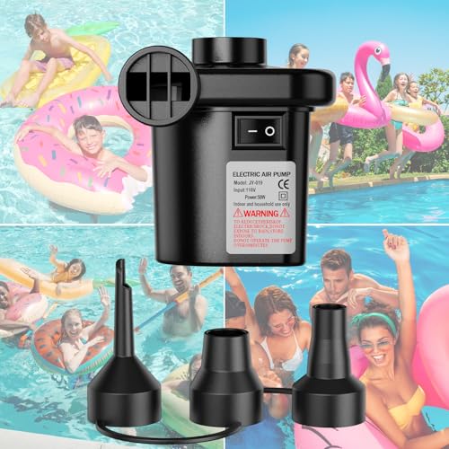 Electric Air Pump for Inflatables,Portable Quick-Fill Air Pump with 3 Nozzles,110-120V, Inflator & Deflator Pumps for Outdoor Camping, Air Mattress Beds,Boats,Inflatable Cushion,Couch,Pool Floats