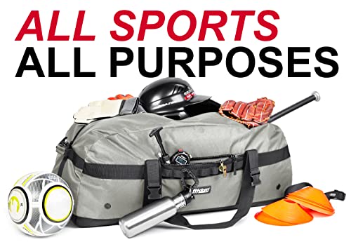 Fitdom 132L 36" Heavy Duty Extra Large Sports Gym Equipment Travel Duffel Bag W/Adjustable Shoulder & Compression Straps. Perfect for Soccer Baseball Basketball Hockey Football Team Coaches & More - color: Grey