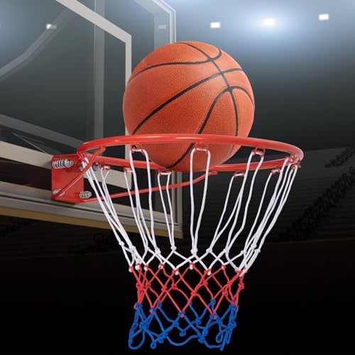 Goplus 18’’/15’’ Replacement Basketball Rim, Wall Door Mounted Basketball Hoop with All Weather Net, Indoor Outdoor Hanging Basketball Rim Goal Outside - size: 18", style: Orange