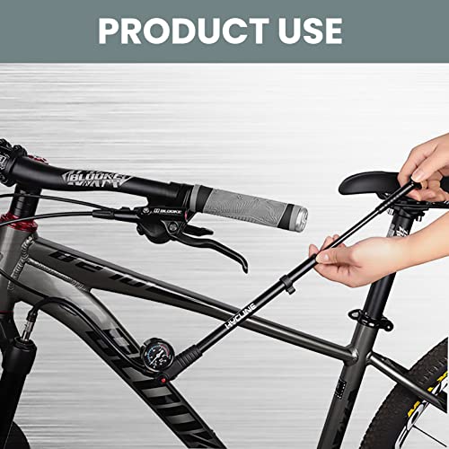 Hycline Shock Pump for Mountain Bike, High Pressure 300 Psi for Front Fork and Rear Bicycle Suspension Air Pump with Gauge Fits Schrader & Presta Tire Valve - color: Titanium