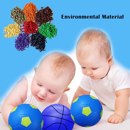 ABAJI Mini 2 Pack Toy 5 inch Basketball Soccer Ball Pump Needle Rubber Material Mini Hoop Toddlers Kids Teenagers Swimming Pool Indoors Outdoors - color: Blue