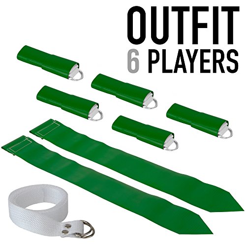 Crown Sporting Goods 6-Pack Flag Football Team Set - 6 Belts with 12 Flags Plus Accessories - color: Green