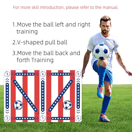 Premium Soccer Training Mat with Video Guide - Non-Slip Soccer Footstep Practice Pad for Indoor & Outdoor - Ultimate Ball Control Equipment to Improve Dribbling Skills