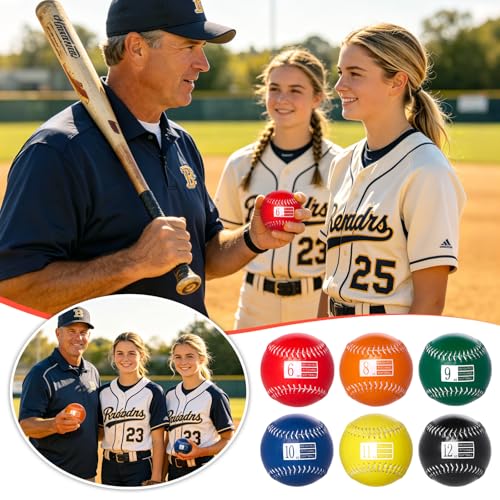 Set of 6 Weighted Softball - Training Softballs Weighted Balls for Softball with Drawstring Bag - 6oz to 12oz, 12 Inch - Help Increase Pitch Velocity - Great for All Skill Levels