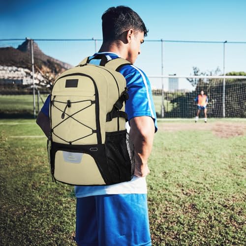 Goloni Soccer Backpack,Basketball Backpack with Ball Compartment & Shoe Compartment,Backpack for Basketball,Soccer - color: Yellow