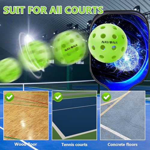 Navona 48 Pack Premium 40-Holes Outdoor Pickleball Balls, Meet USAPA Official Requirement, Perfectly Balanced, High Bounce True Flight, Durable Outdoor Pickleball Set - style: Pickleballs-G-48 pack
