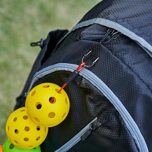 Pickleball Ball String Holder Accessories for Storage Bags, Up to 3 Official Balls, Short one Red Cable, Easy to Carry, Set of 2