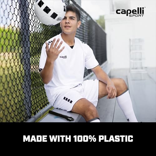 Capelli Sport Portable Air Pump, Dual Action Hand Ball Pump for Inflatables, Includes 2 Needles and Extension Hose, Great for Soccer, Football, and Basketball, Black/Blue