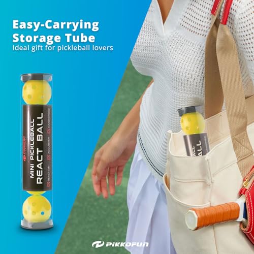 PIKKOFUN React Mini Pickleball Balls - 5 Pack Quiet Training Balls for Improve Hand Speed, Paddle Control and Accuracy