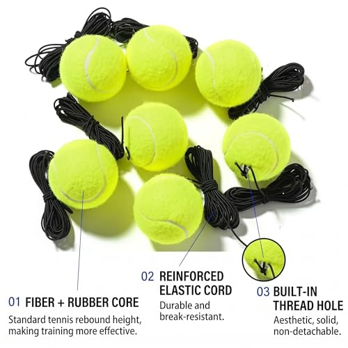 Tennis Training Ball with String for Trainer Balls Self Practice and Replacement Tool - 2.5 inch Durable & Wear-Resistant, Premium Training Ball, Ideal for Indoor and Outdoor Practice