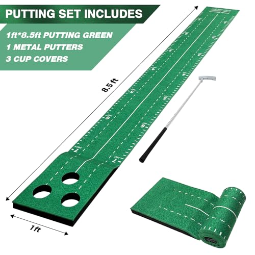 Wekin Indoor Putting Green Game Set, Golf Putting Game with Metal Putter & Golf Balls, Golf Putting Mat Training Aid for Backyard,Party,Office