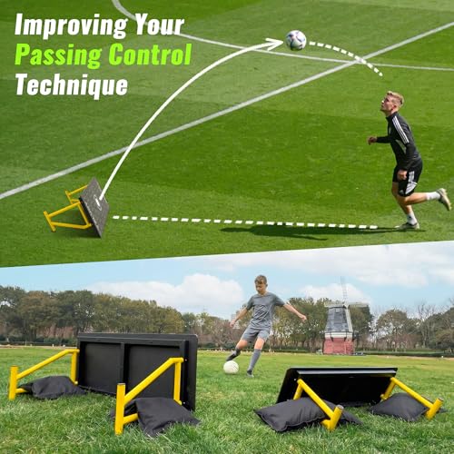 4-Angle Soccer Rebounder Board, Portable Soccer Rebound Wall for Passing, First Touch & Shooting Training, Heavy Duty HDPE Kick Back Trainer